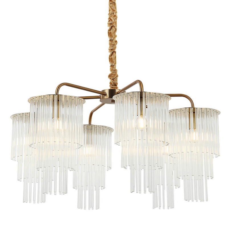 Люстра Harrison Chandelier gold 6 lamp Глянцевое золото Прозрачный в Казани | Loft Concept 