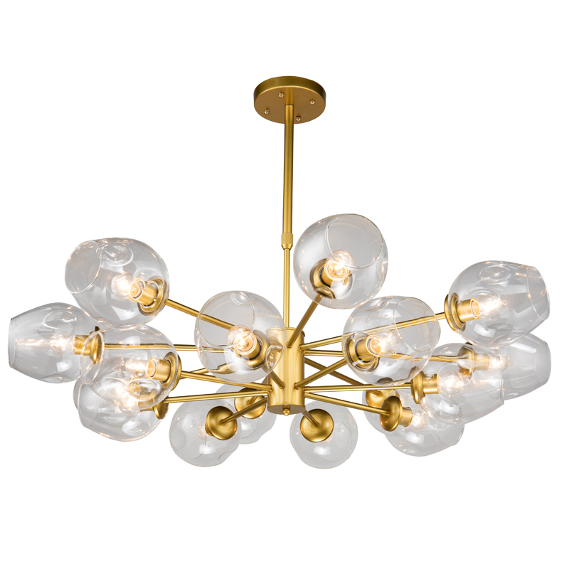 Люстра Branching Bubble Chandelier gold 16 Глянцевое золото Прозрачный в Казани | Loft Concept 