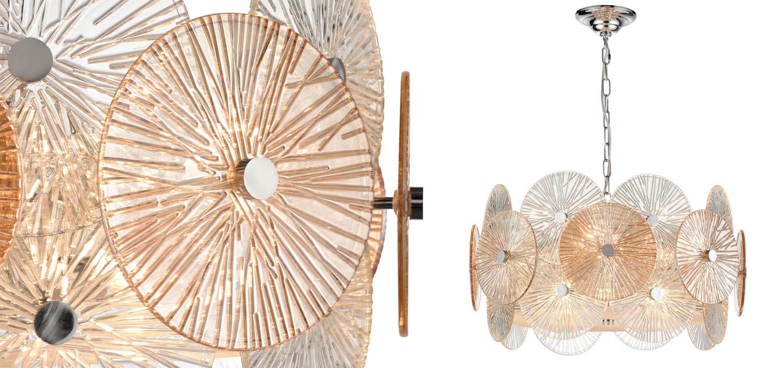 Люстра Decorative Glass discs Chandelier chrome - фото №1