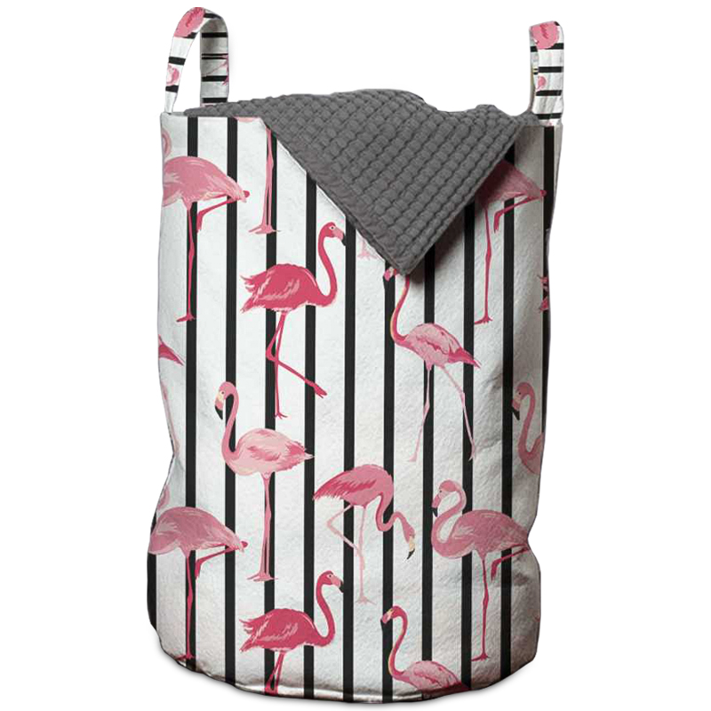 Корзина Flamingo Stripes Basket Черно-белый Розовый пастельный в Казани | Loft Concept 