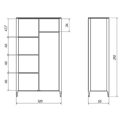 Шкаф двухстворчатый светло-серый Type в Казани