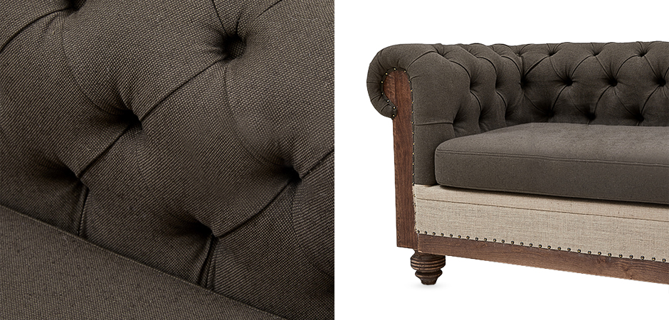 Диван Deconstructed Chesterfield Sofa triple Linen Brown - Loft-Concept в Казани