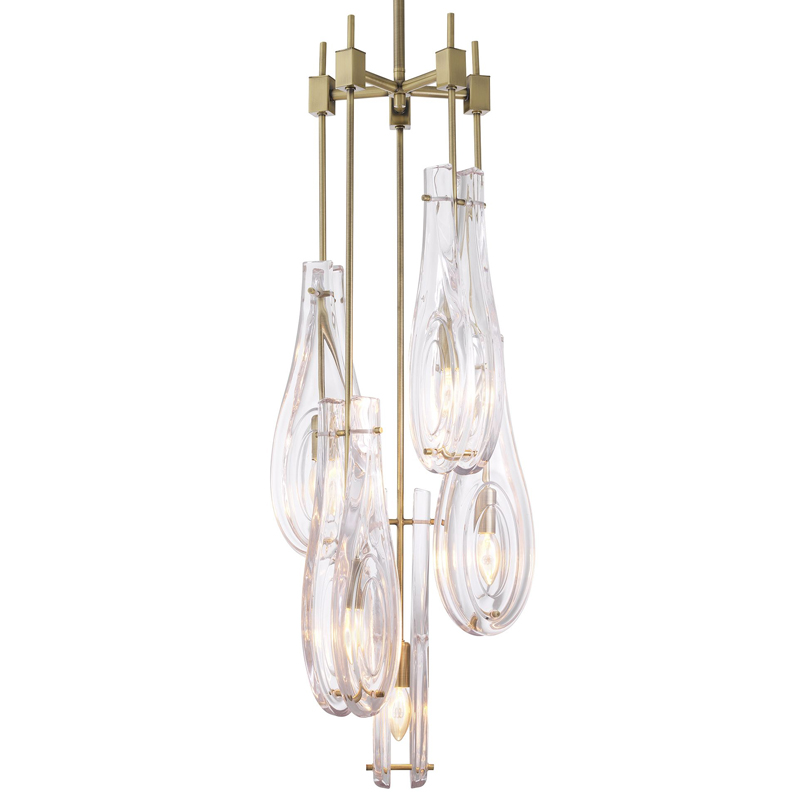 Люстра Eichholtz Chandelier Bellano L Brass Латунь Прозрачный в Казани | Loft Concept 