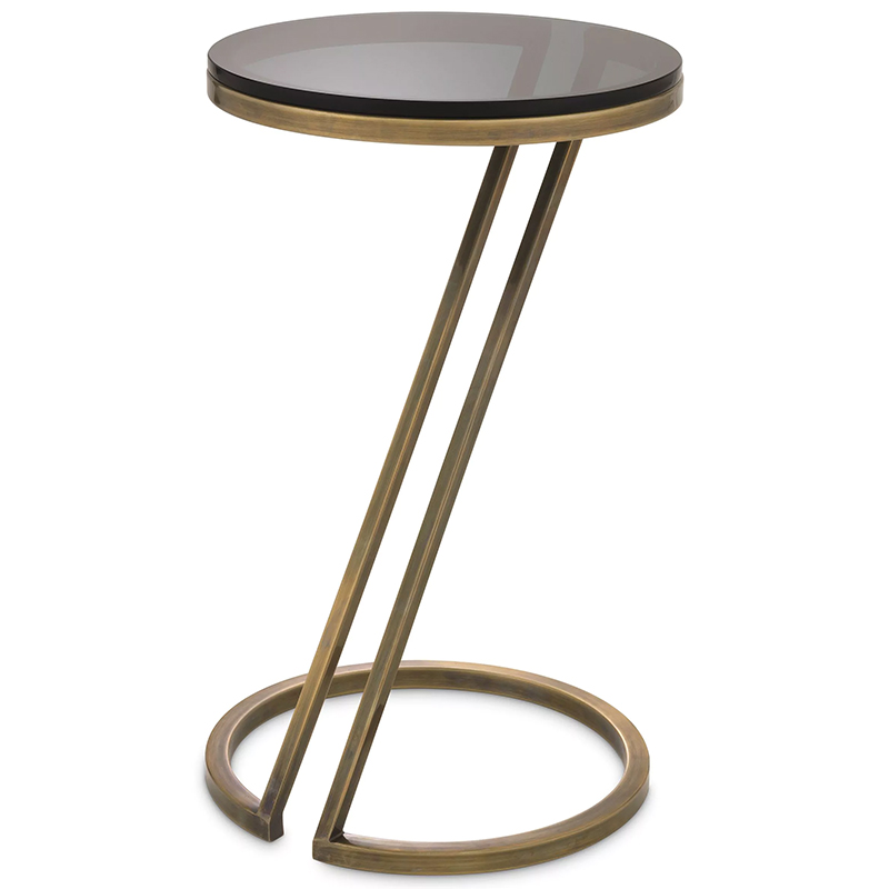 Приставной стол Eichholtz Side Table Falcone Brass Латунь Стекло Смок в Казани | Loft Concept 