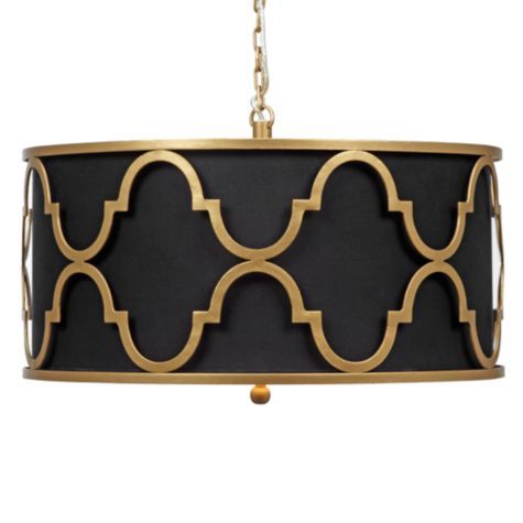 Люстра Black Shade Gold Quatrefoil Overlay Drum Pendant Черный в Казани | Loft Concept 