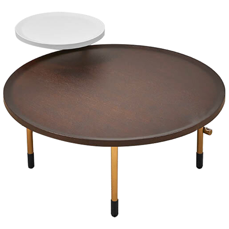 Кофейный стол Alastair Double Round Table Золотой Коричневый Белый в Казани | Loft Concept 