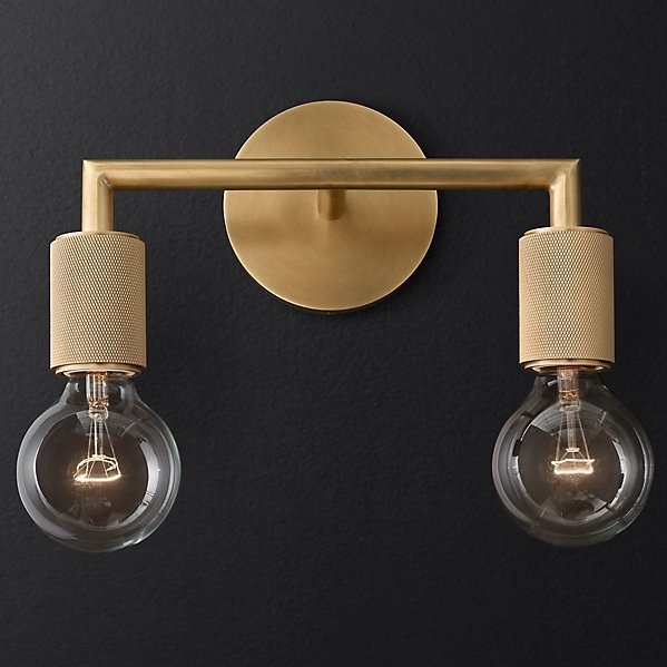 Бра RH Utilitaire Double Sconce Brass Латунь в Казани | Loft Concept 