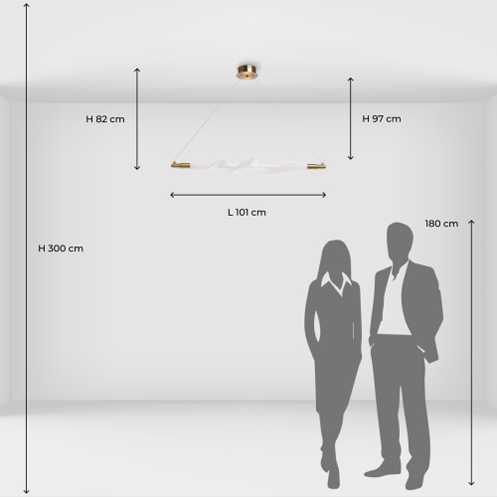 Люстра горизонтальная с волнистым белым плафоном Golden Swirl в Казани