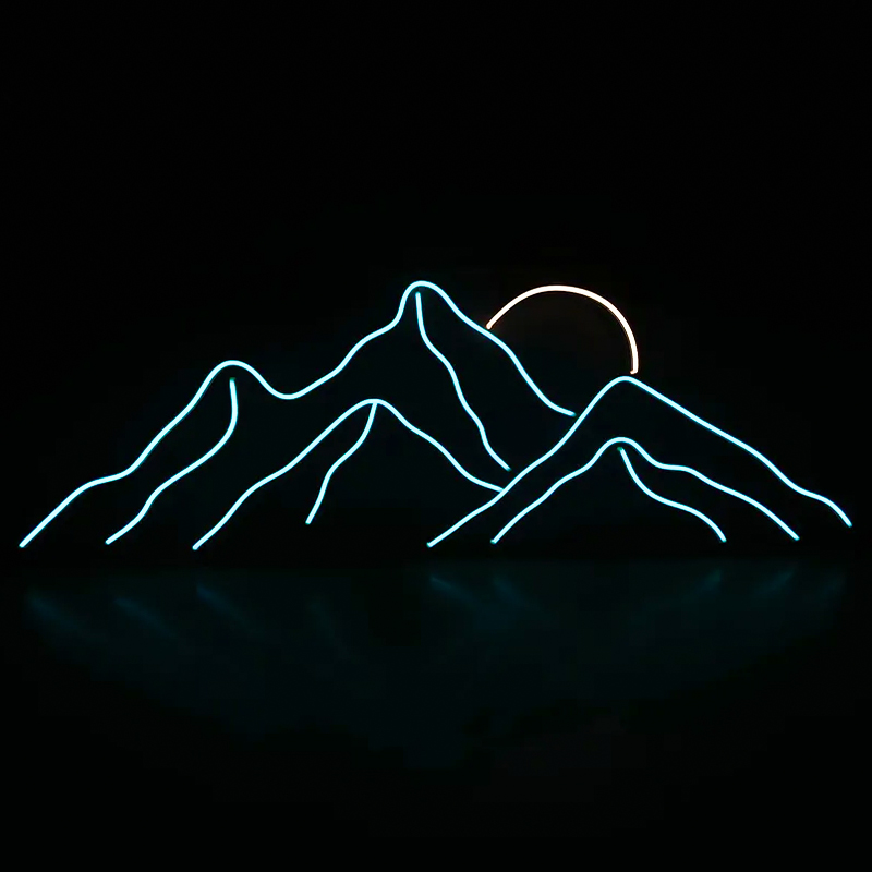 Неоновая настенная лампа Mountains Neon Wall Lamp Прозрачный Бирюзовый Оранжевый в Казани | Loft Concept 