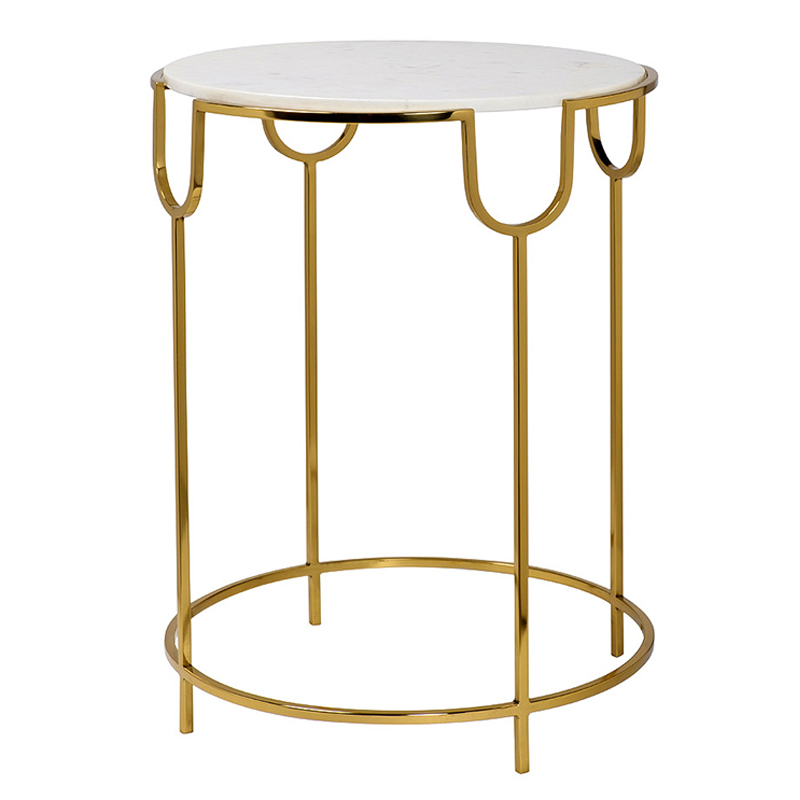 Приставной стол Bettina Side Table Глянцевое золото Белый Мрамор Bianco в Казани | Loft Concept 