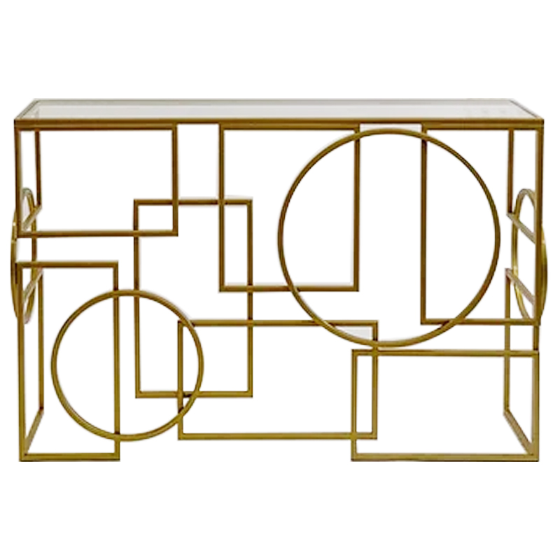 Консоль Geometric Figures Gold Console Золотой Прозрачное Стекло в Казани | Loft Concept 