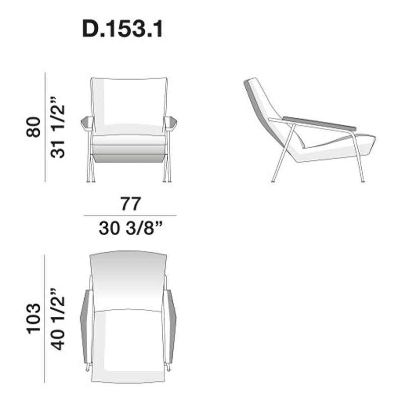 Дизайнерское кресло с подлокотниками Gio Ponti D.153.1 Armchair в Казани