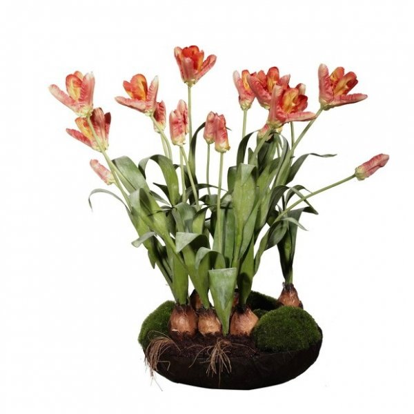 Декоративный искусственный цветок Orange Tulips Зеленый Оранжевый в Казани | Loft Concept 