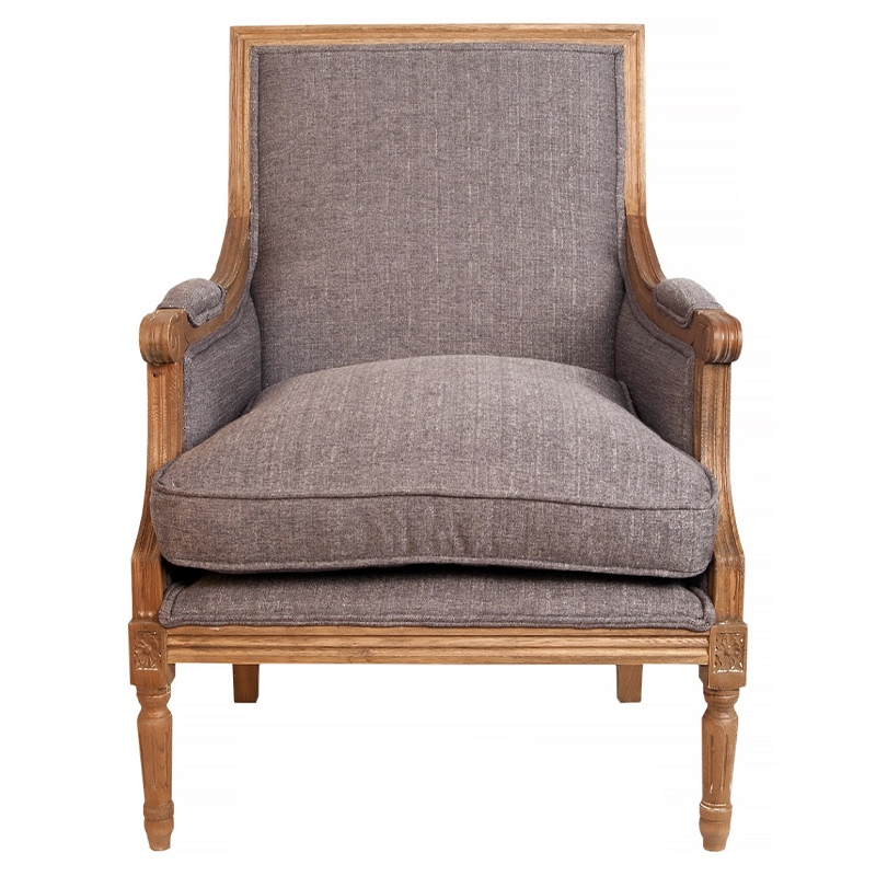 Кресло William Classical Armchair grey flax Серый Коричневый в Казани | Loft Concept 