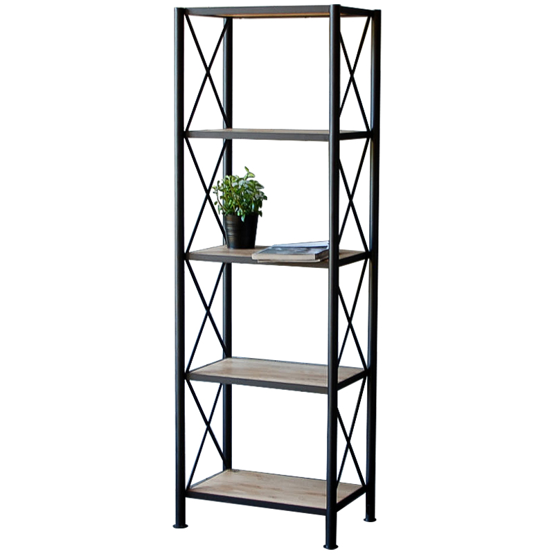 Стеллаж Pheobe Industrial Metal Rust Rack Черный Древесина в Казани | Loft Concept 