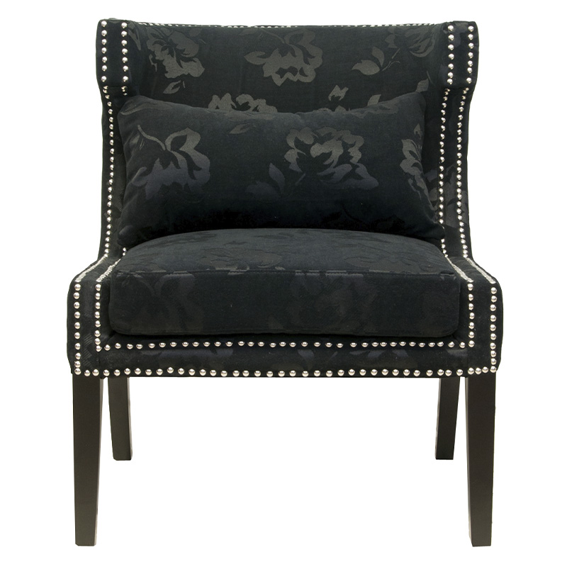 Полукресло с мягкой обивкой из жаккарда на 4-х ножках из массива березы Baroque Armchair black Черный в Казани | Loft Concept 