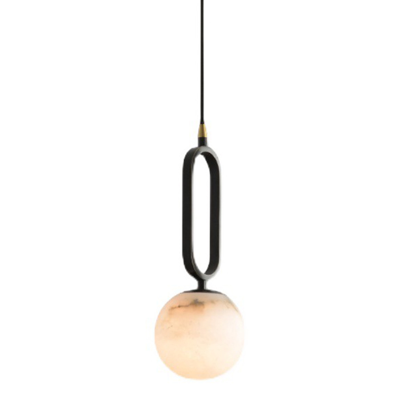 Подвесной светильник Reine Marble Hanging Lamp Черный Белый Мрамор Bianco Латунь в Казани | Loft Concept 