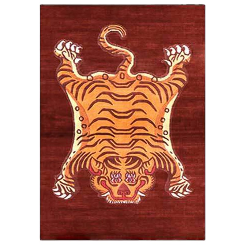 Ковер Тибетский Тигр Tibetan Tiger Rug Red Красный Оранжевый в Казани | Loft Concept 