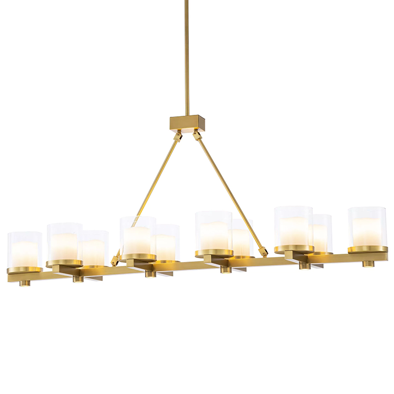 Люстра Eichholtz Chandelier Donovan Brass Латунь Белый Прозрачное Стекло в Казани | Loft Concept 