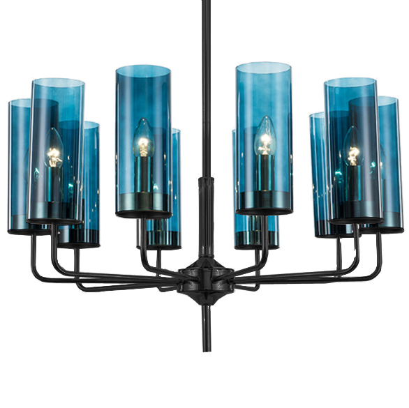 Люстра Black & Blue Glass Tube Chandelier 10 Графитовый Сапфир (Sapphire) в Казани | Loft Concept 