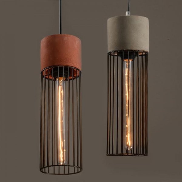 Подвесной светильник Cement Droplight Pendant Light cylinder Серый Красный Черный в Казани | Loft Concept 