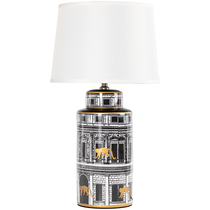 Настольная лампа Old Town Lampshade Black White Черно-белый Золотой Белый в Казани | Loft Concept 