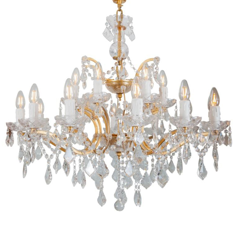 Люстра 19th c. Rococo IRON & CLEAR CRYSTAL GOLD Chandelier 18 Золотой Прозрачное Стекло в Казани | Loft Concept 