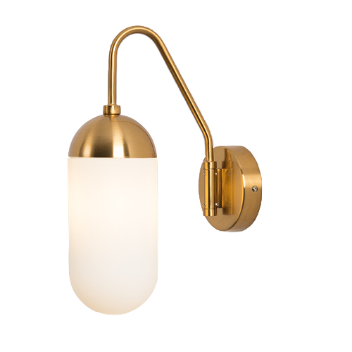 Бра Pelle Sconce short Gooseneck Clear Shade Латунь Белый в Казани | Loft Concept 