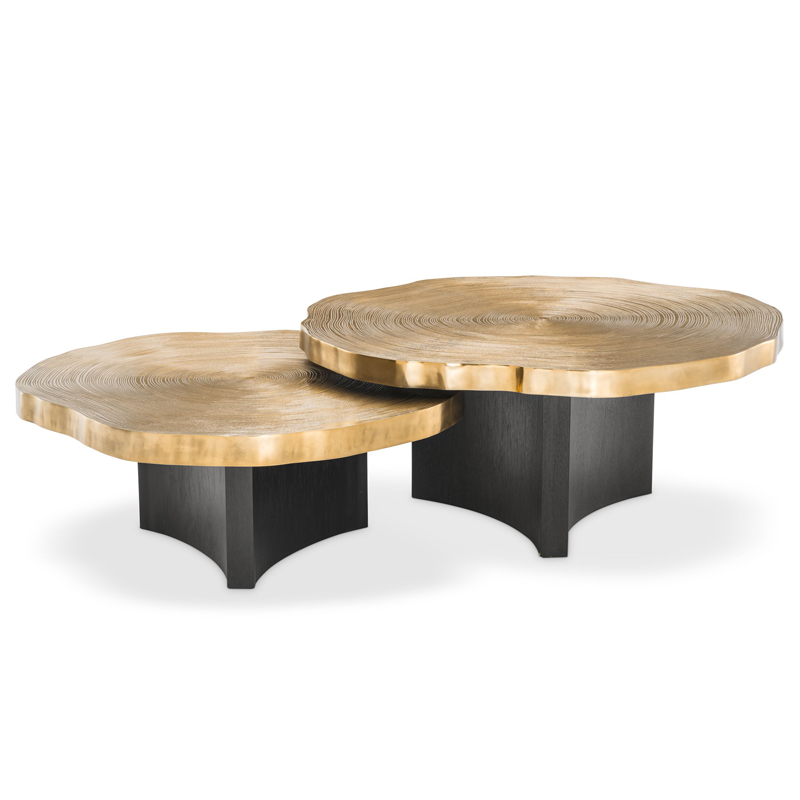 Комплект кофейных столов Eichholtz Coffee Table Thousand Oaks set of 2 Черный Латунь в Казани | Loft Concept 