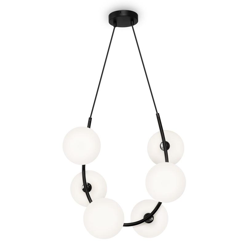 Люстра Marcan 6 Ball Chandelier Black Черный Белый в Казани | Loft Concept 