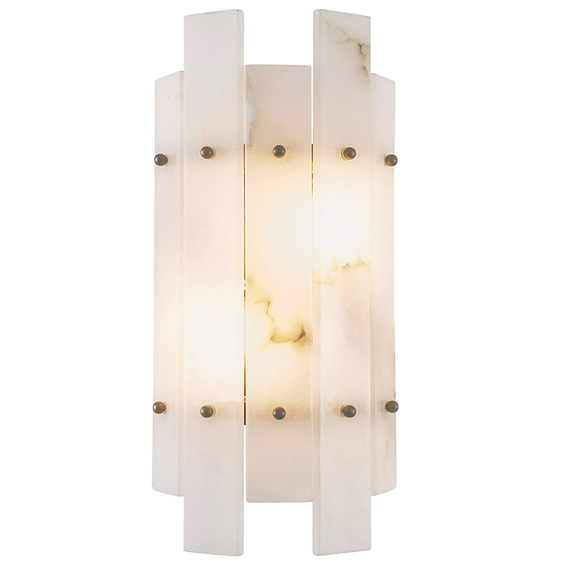 Бра Eichholtz Wall Lamp Caprera Alabaster Белый Мрамор Bianco Бежевый Латунь в Казани | Loft Concept 