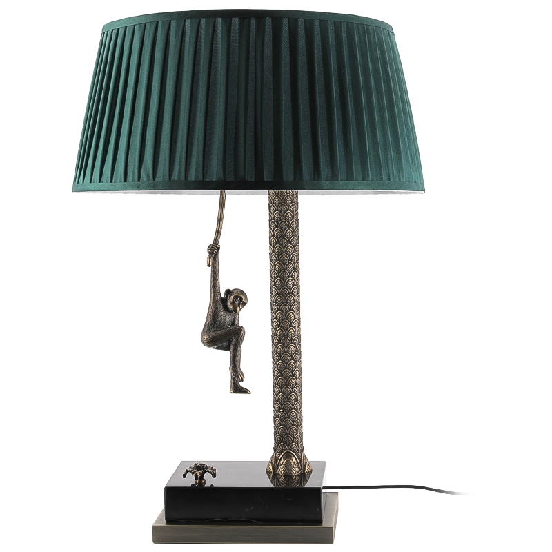 Настольная лампа Джунгли Table Lamp Jungle Emerald Латунь Античная полированная Черный Мрамор Nero Изумрудный в Казани | Loft Concept 