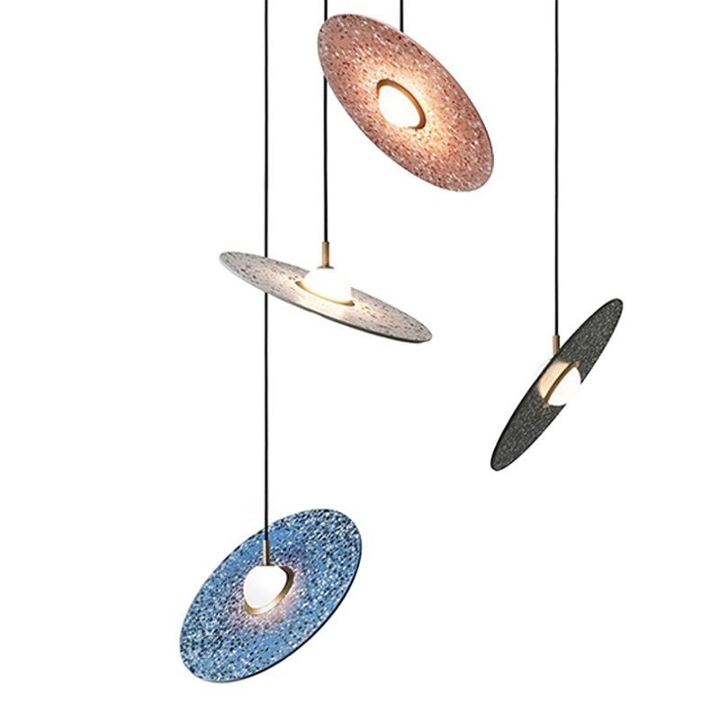 Подвесной светильник Stone Disc Haning Pendant Серый Синий Черный Розовый (Rose) в Казани | Loft Concept 