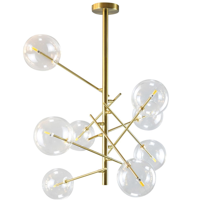 Люстра Gallotti & Radice Bolle Рanging Lamp 8 плафонов Золотой Прозрачный (Transparent) в Казани | Loft Concept 