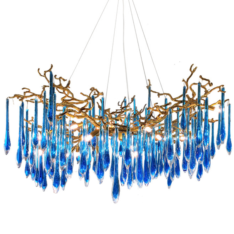 Люстра Blue Fountain Chandelier  Золотой Синий в Казани | Loft Concept 