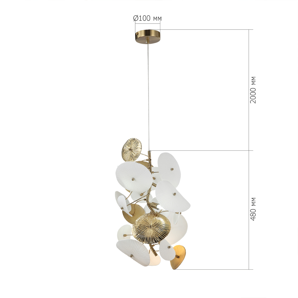 Подвесной светильник с белыми и золотистыми цветами Dahlia Flowers Lamp в Казани