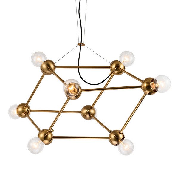 Люстра Molecule Gold Chandelier Золотой в Казани | Loft Concept 