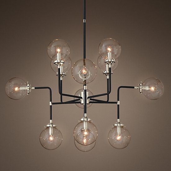 Люстра BISTRO GLOBE CLEAR GLASS SILVER CHANDELIER 12 Черный Серебряный Прозрачное Стекло в Казани | Loft Concept 