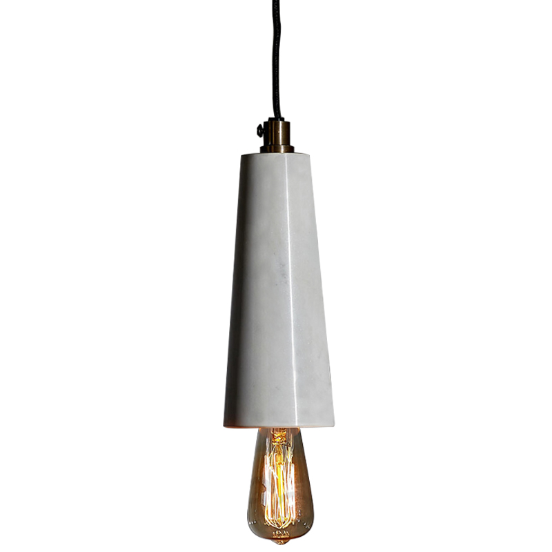 Подвесной светильник Shaw Cone Marble Hanging Lamp Черный Белый Мрамор Bianco в Казани | Loft Concept 