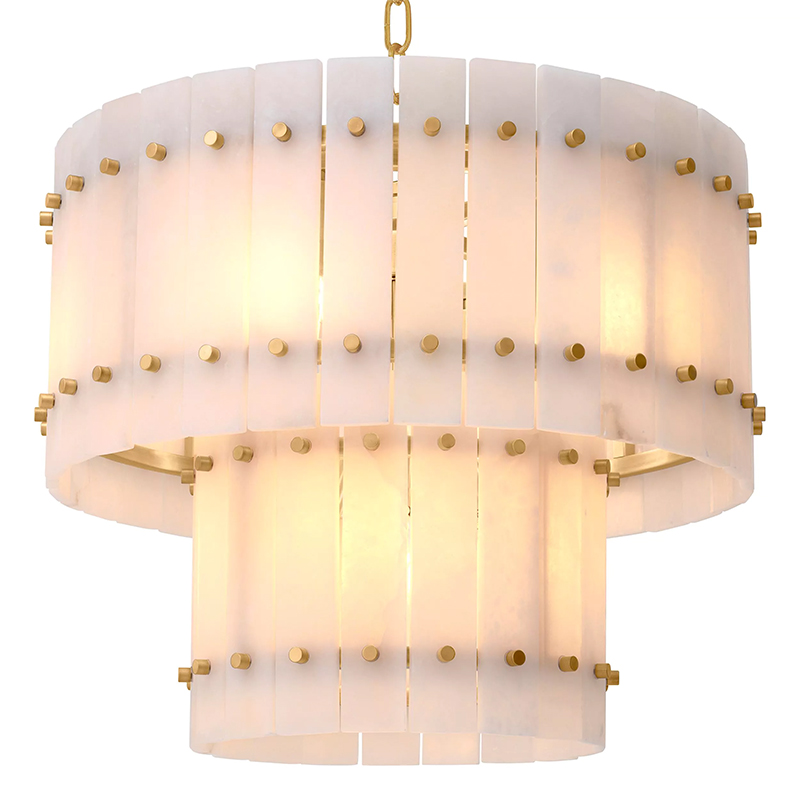 Люстра Eichholtz Chandelier Ruby S Alabaster Латунь Бежевый Белый Мрамор Bianco в Казани | Loft Concept 