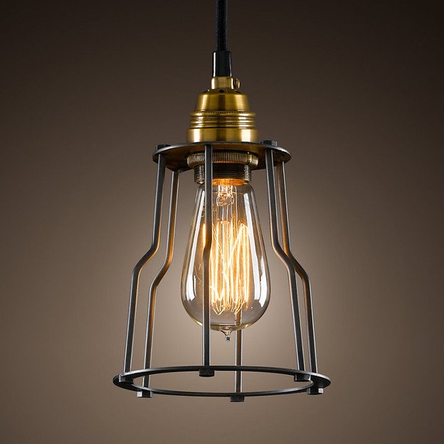 Подвесной светильник Loft Industrial Cage Filament Pendant Бронза Черный в Казани | Loft Concept 