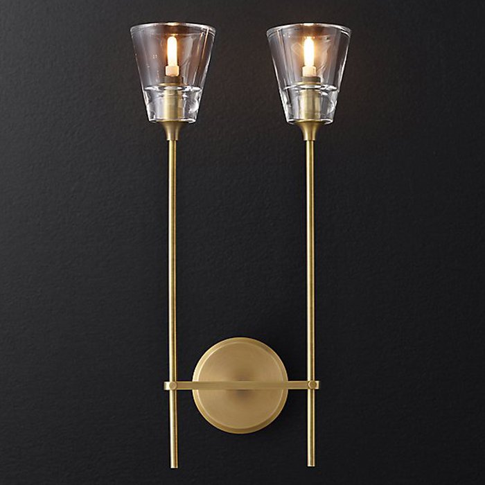 Бра RH Torche De Verre Double wall lamp Латунь в Казани | Loft Concept 