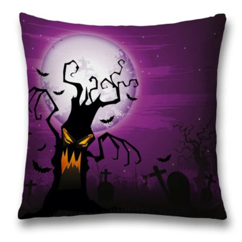 Подушка Halloween Terrible Tree Черный Пурпурно-фиолетовый в Казани | Loft Concept 