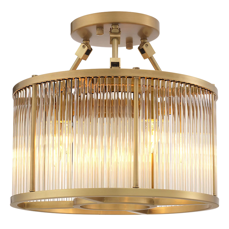 Потолочный светильник Eichholtz  Ceiling Lamp Bernardi S Brass Прозрачное Стекло Латунь в Казани | Loft Concept 