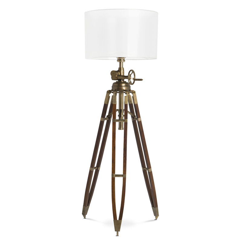 Торшер Eichholtz Floor Lamp Royal Marine Cream Кремовый Коричневый Латунь Античная полированная в Казани | Loft Concept 