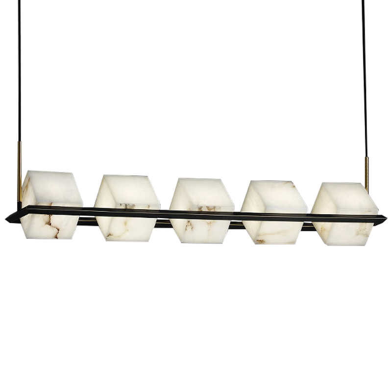 Люстра Marble Cubes Modern Light Chandelier 5 плафонов Черный Белый Мрамор Bianco Латунь в Казани | Loft Concept 