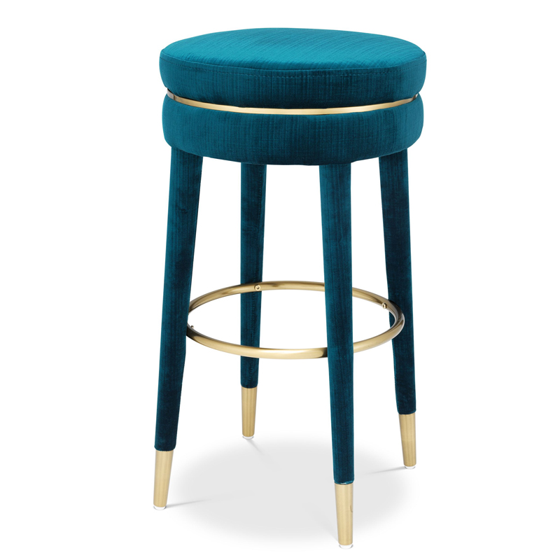 Барный стул Eichholtz Bar Stool Parisian blue Бирюзовый Латунь в Казани | Loft Concept 