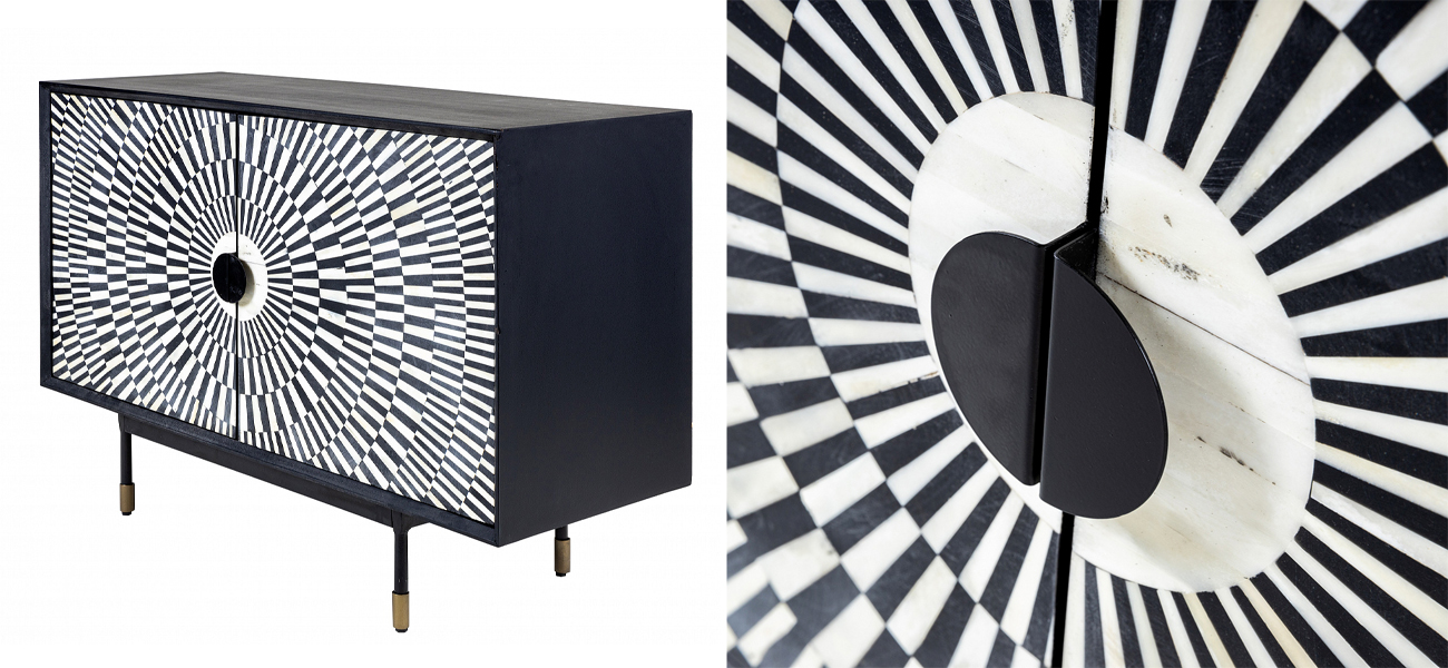 Двухдверный комод с орнаментом Bone Inlay - фото