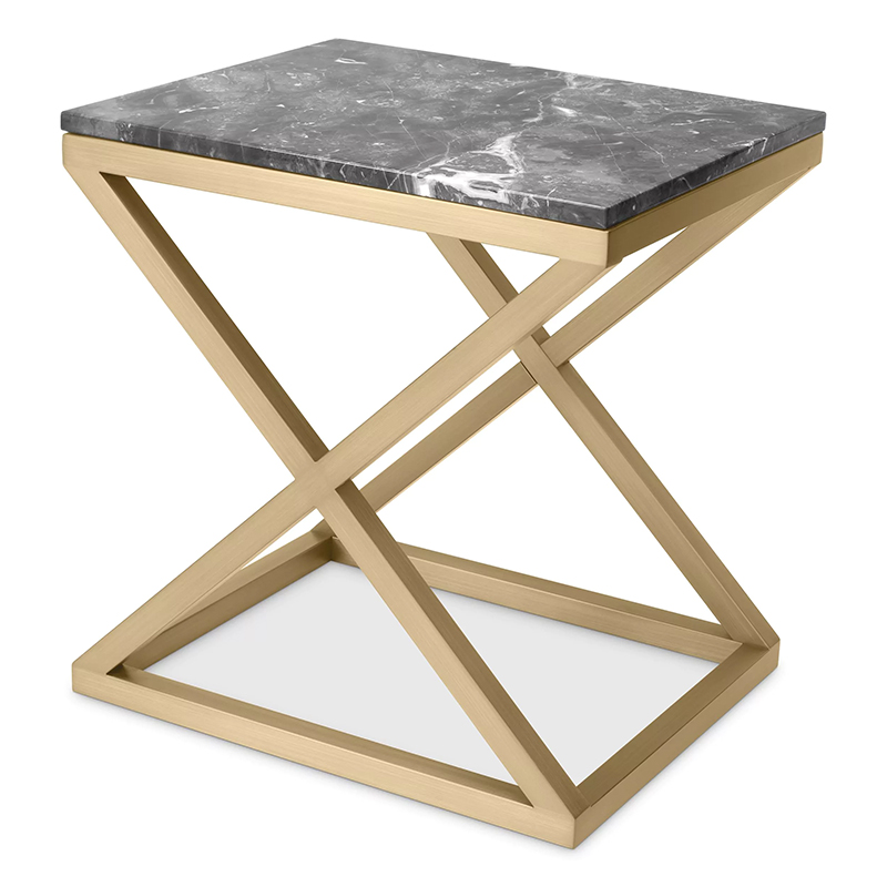 Приставной стол Eichholtz Side Table Criss Cross Латунь Серый в Казани | Loft Concept 