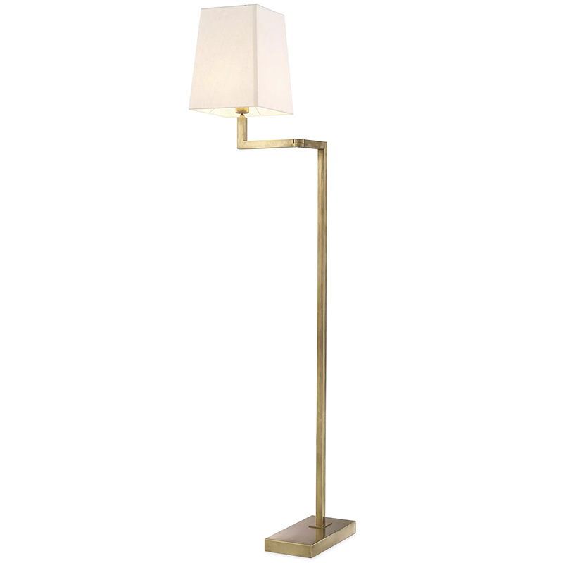 Торшер Eichholtz Floor Lamp Cambell Brass Латунь Винтажная латунь Белый в Казани | Loft Concept 